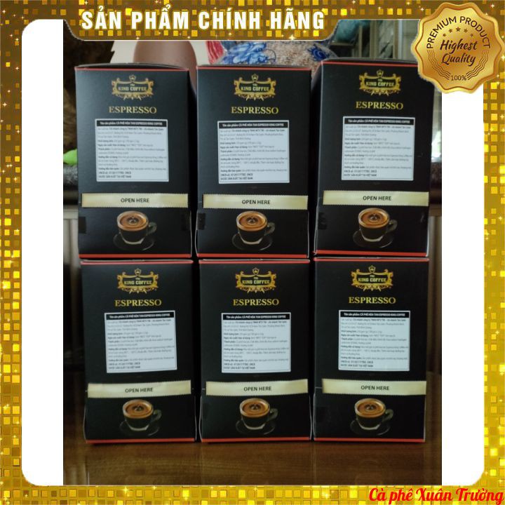 [Mua nhiều giảm nhiều] Combo 6 Hộp Cà phê hòa tan KING COFFEE Espresso - Hộp 100 gói x 2,5g (250g)