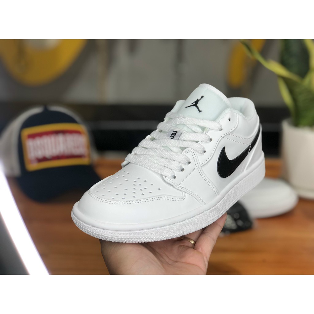 Giày Sneaker Jordan 1 Low Đen Trắng Fullbox, Giày thể thao nam nữ Jordan 1 Cổ Thấp Trắng đen Da nhăn, lót 2 lớp cực êm