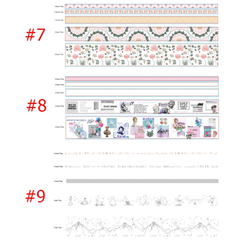 Băng dính washi tape ánh nhũ cổ trang trung hoa WSTCT02 trang tri scrapbook, sổ tay planner,...