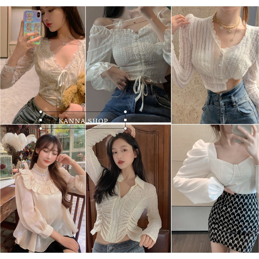 (ORDER) Áo nữ tiểu thư kiểu Ulzzang tone trắng AK1275