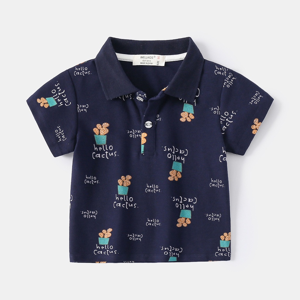 Áo Polo cho bé WELLKIDS hoạ tiết chất cotton hàng xuất Âu Mỹ Mẫu Mới