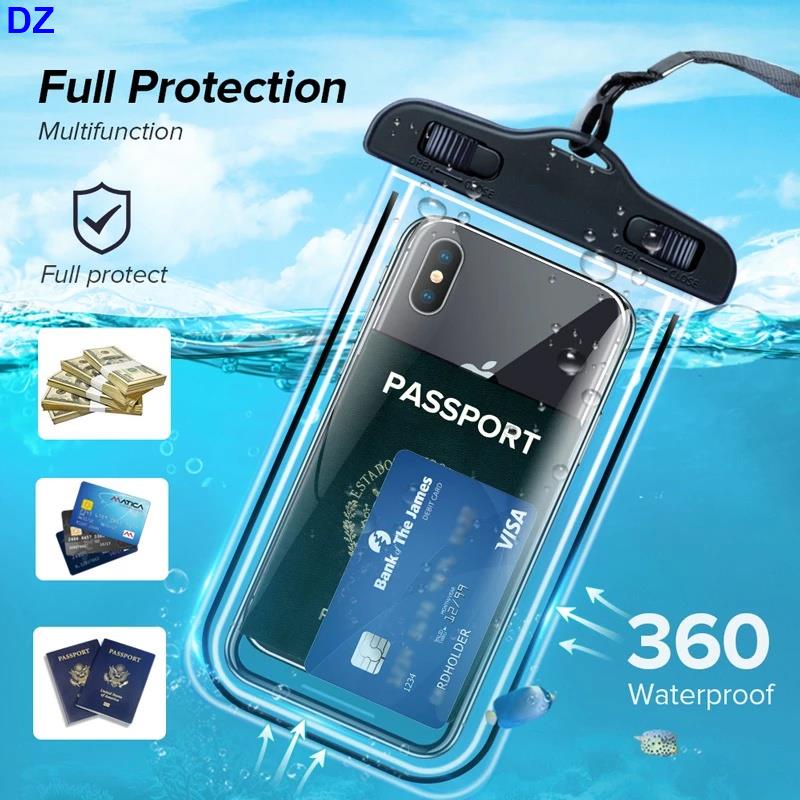Túi PVC Trong Suốt Đựng Điện Thoại Chống Thấm Nước Có Dây Đeo Cổ Màu Dạ Quang