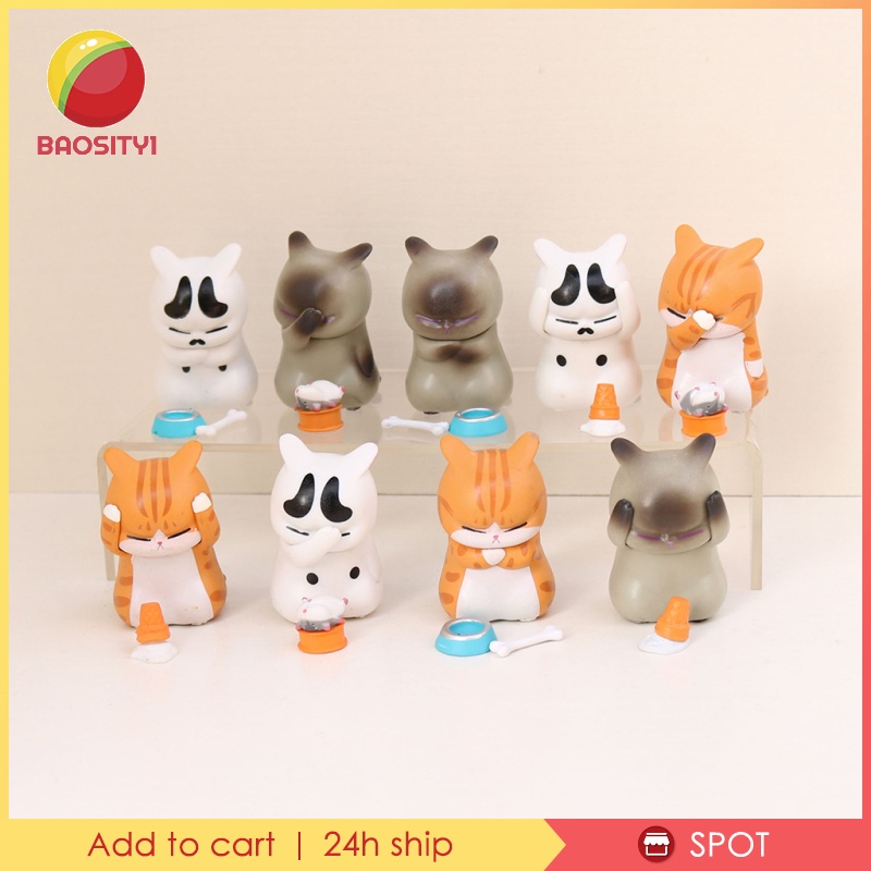 Set 1 / 9 Mô Hình Mèo Hoạt Hình Biểu Cảm Khuôn Mặt Đáng Yêu Cho Bé