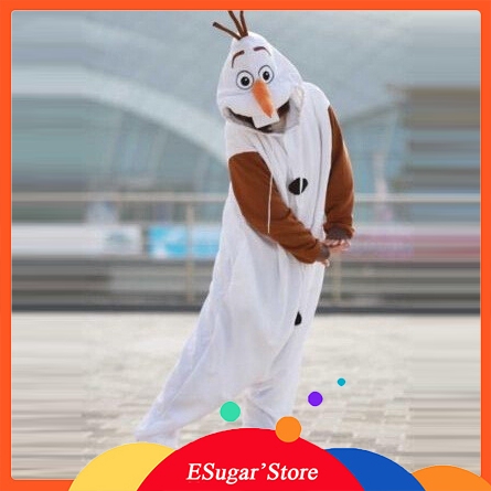 Anime Olaf snowman Costume Pajamas Cosplay Kids Boys Girls White jumpsuit Adult Christmas Xmas Party Dress