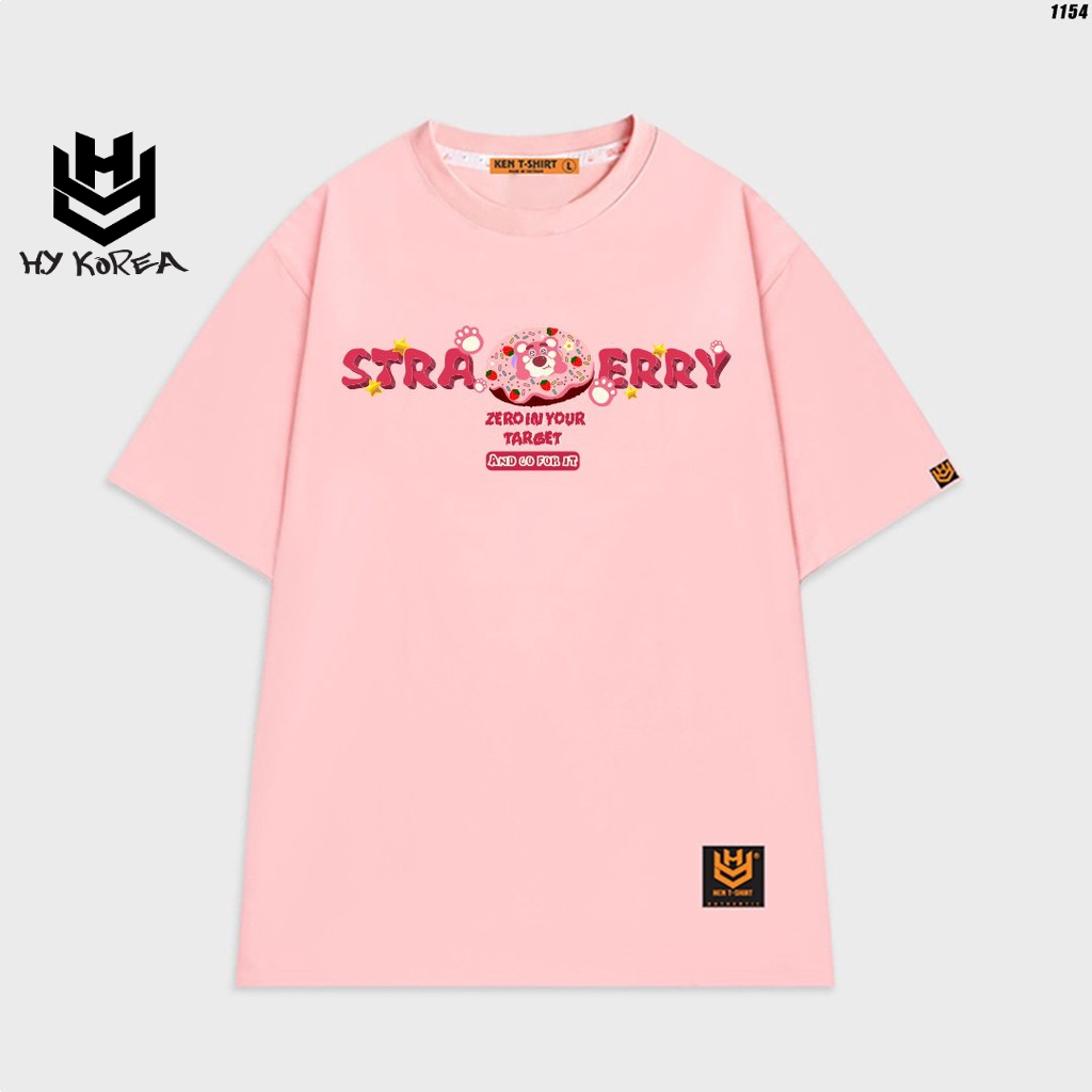 Áo thun nữ cute tay lỡ form rộng Bánh donut dâu 1154 HY KOREA