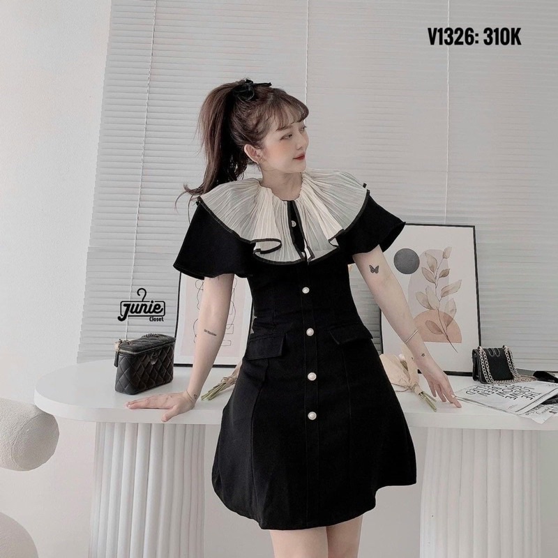 (SHOP BIGSIZE nữ 50kg đến 90kg ) đầm ngắn đi tiệc sang chảnh dáng A nút ngọc - DA777