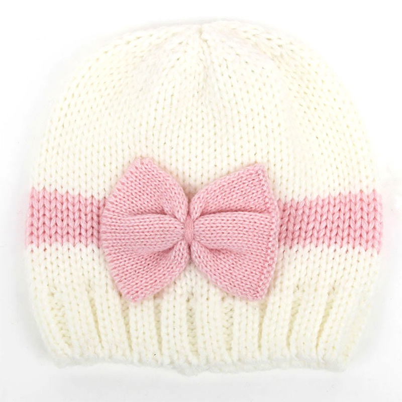 Mũ Beanie Đan Len Đính Nơ Dễ Thương Cho Bé Gái Sơ Sinh