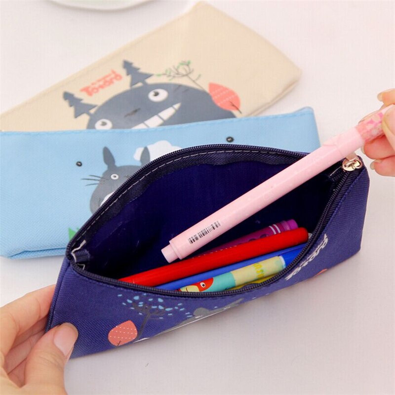 [FREESHIP] Túi Đựng Bút Bằng Vải Họa Tiết Hoạt Hình Totoro Dễ Thương Cho Học Sinh