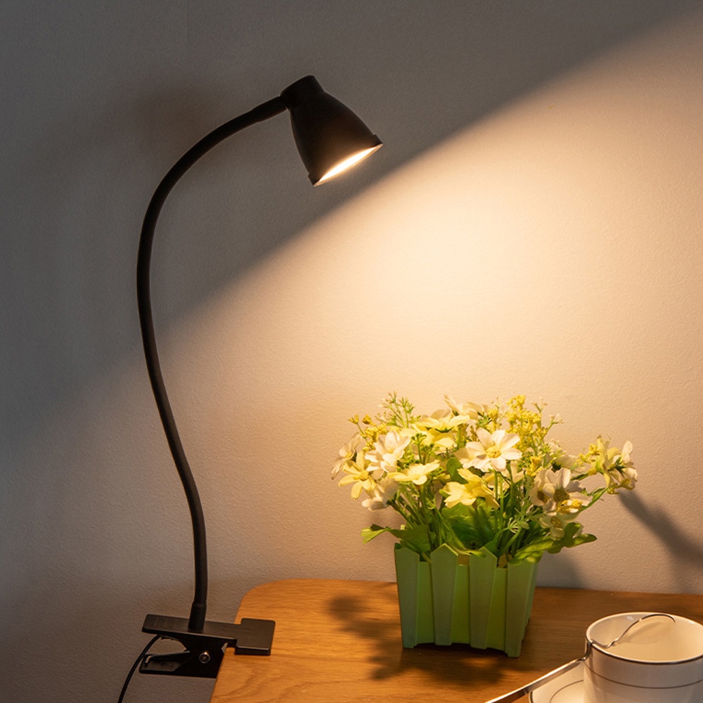 Đèn đọc sách Kẹp đầu giường Led 3W, Thân đèn Kim loại, 3 Chế độ ánh sáng, Cắm nguồn USB 5V