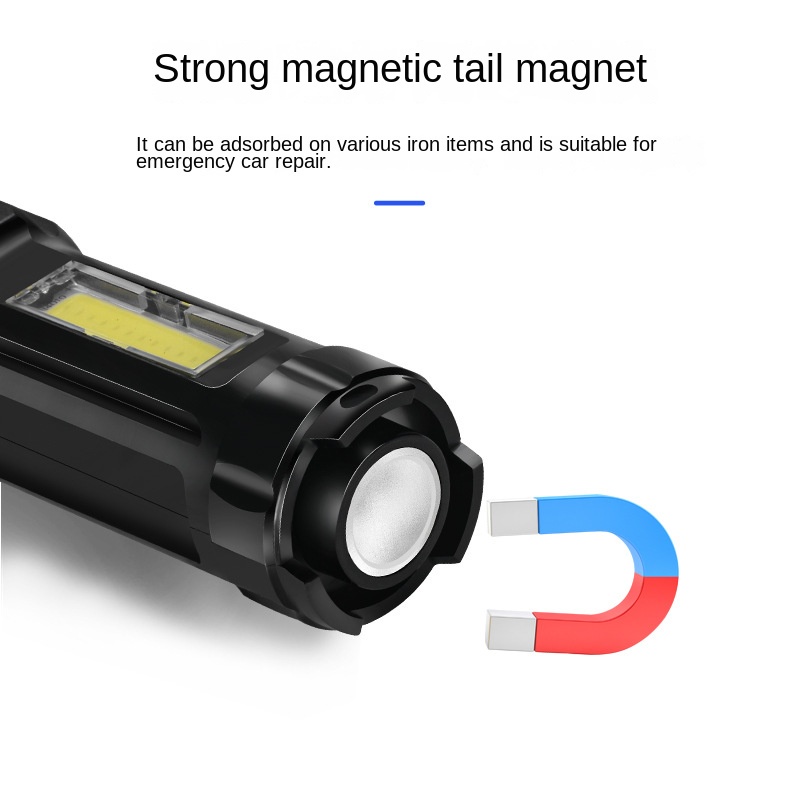 Đèn Pin Sạc USB 18650cob Bằng Nhựa Có Nam Châm Tiện Lợi