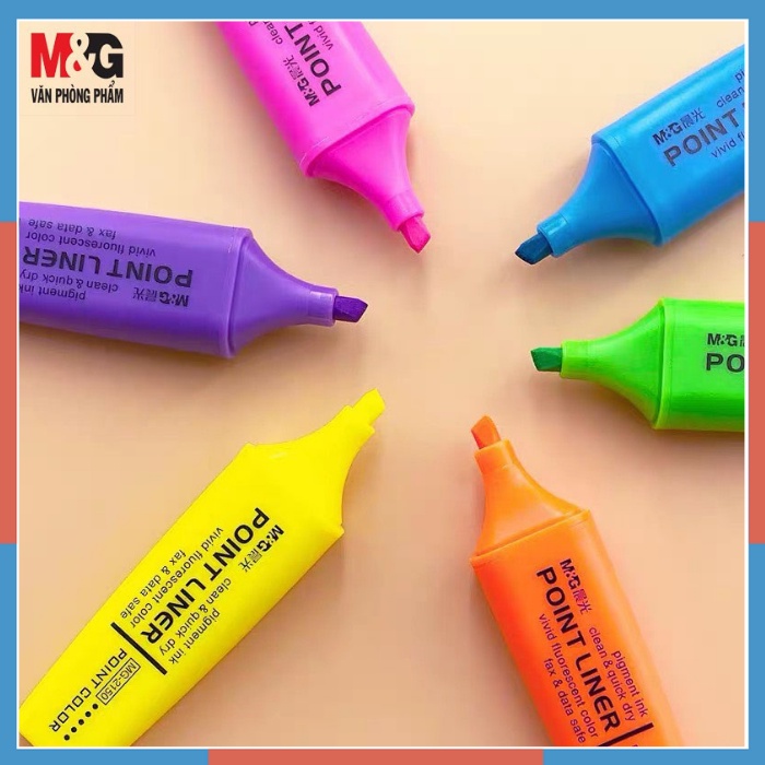 Bút Đánh Dấu Dòng M&G 21572 Chính Hãng - 6 Màu, Mực Nhanh Khô, Màu Tươi Sáng