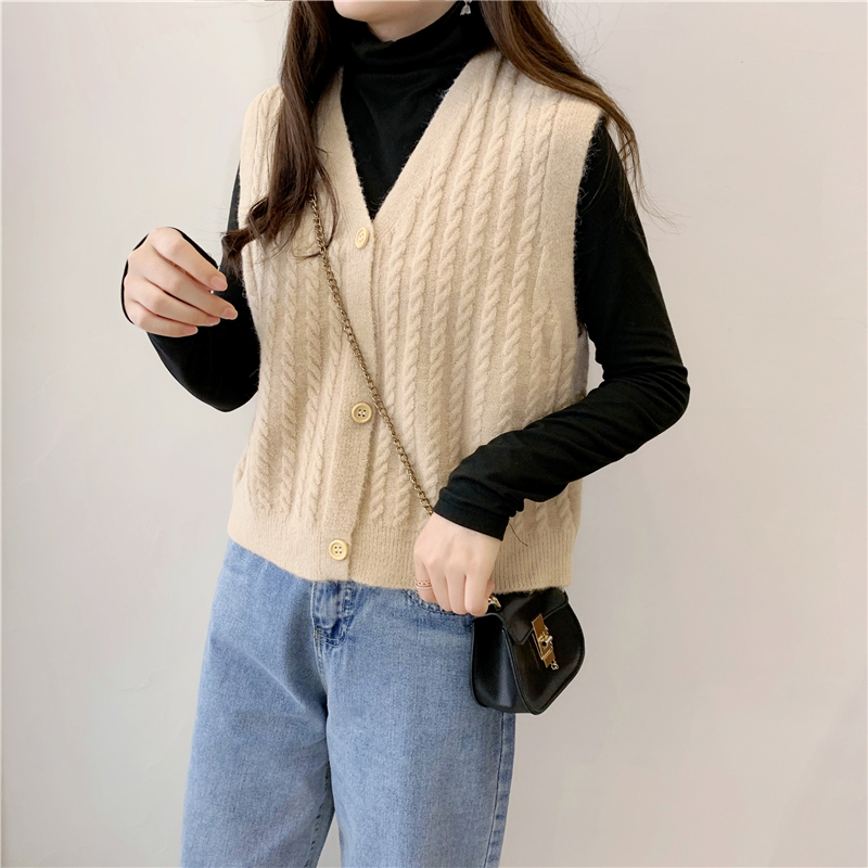 SUXI Áo Khoác Len Không Tay Phong Cách Nhật Bản Dành Cho Nữ