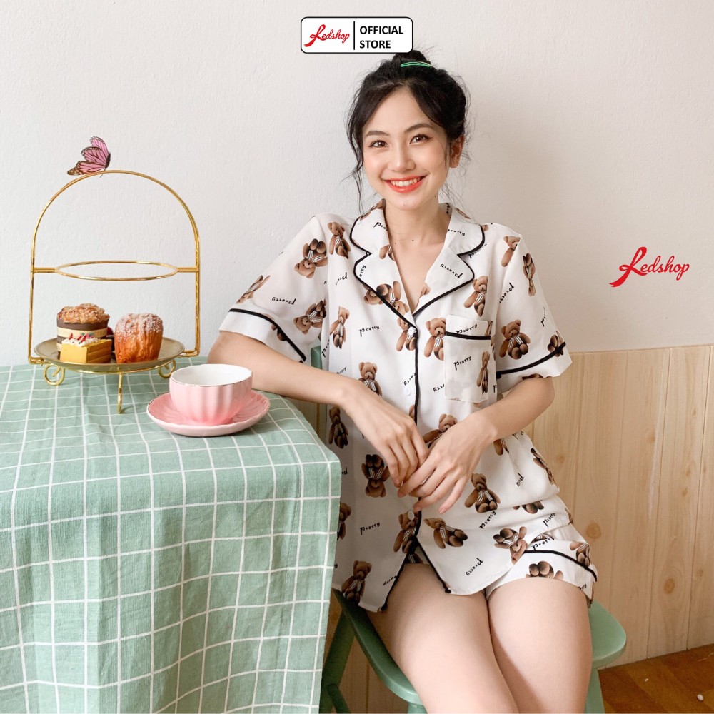 Bộ Ngủ Nữ ngắn Pijama lụa Thái dẻo Cao Cấp Gấu Bear Có Bigsize REDSHOP | BigBuy360 - bigbuy360.vn