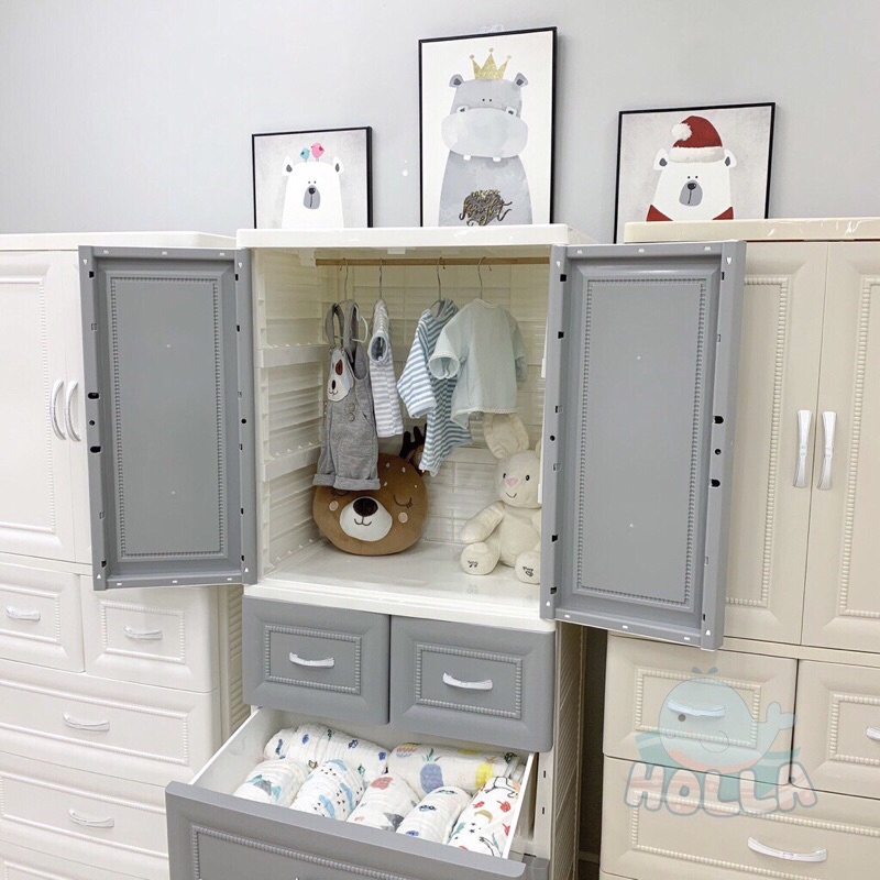 Tủ Nhựa 5 Tầng Vân Gỗ Cao Cấp Honper / Holla Chính Hãng