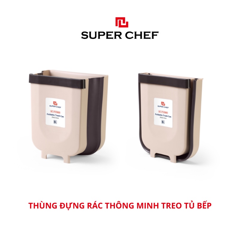 [Mã BMBAU50 giảm 7% đơn 99K] Thùng Rác Thông Minh Treo Tủ Bếp Gấp Gọn Super Chef Size Lớn 9 lít Siêu Tiện Lợi, Vệ Sinh