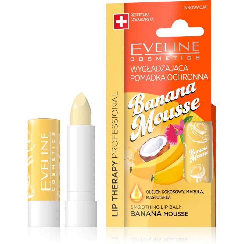 Son Dưỡng Môi Thiên Nhiên, Eveline Lip Balm 3.8g, Hương Xoài, Hương Dừa Nhập Khẩu Chính Hãng Châu Âu