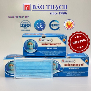 Hộp khẩu trang y tế 3 lớp Bảo Thạch kháng khuẩn cao cấp màu xanh hộp 50 cái