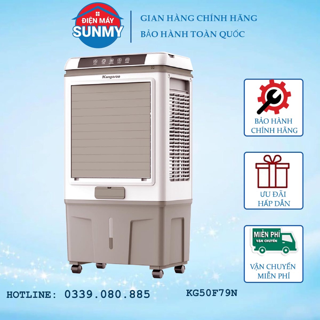 Quạt hơi nước Kangaroo KG50F79N 60 lít, quạt điều hoà, máy làm mát không khí KG50F79N
