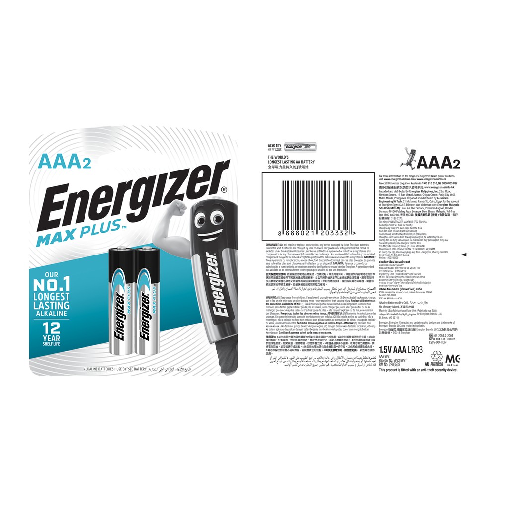 Pin Energizer Max Plus AAA E92 BP2