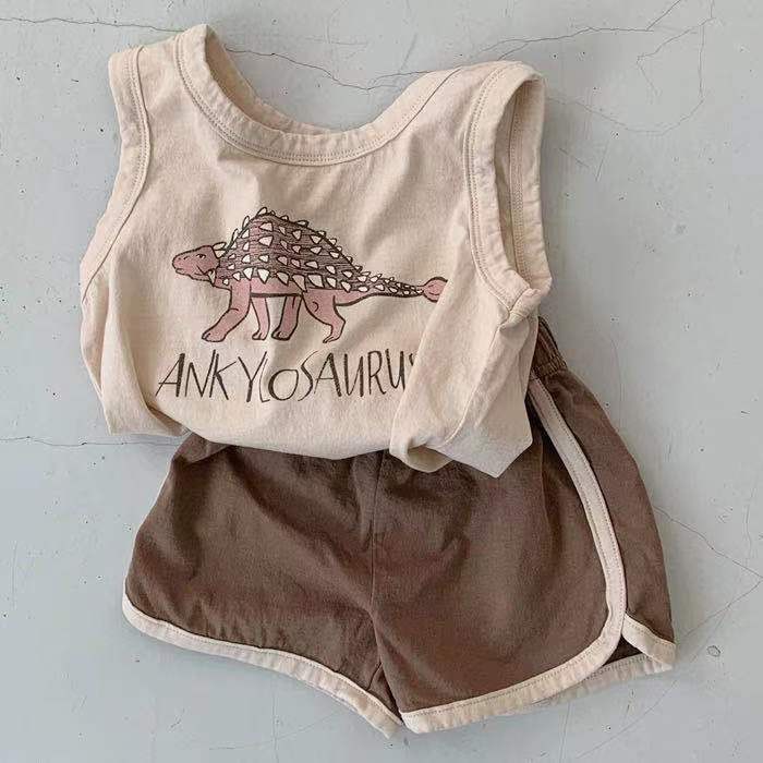 Đồ Bộ Bé Trai, Bộ Ba Lỗ Bé Trai, Bộ Ba Lỗ Khủng Long, Chất Thun Cotton - Thoáng Mát - Thấm Hút Mồi, Size Từ 8-20Kg