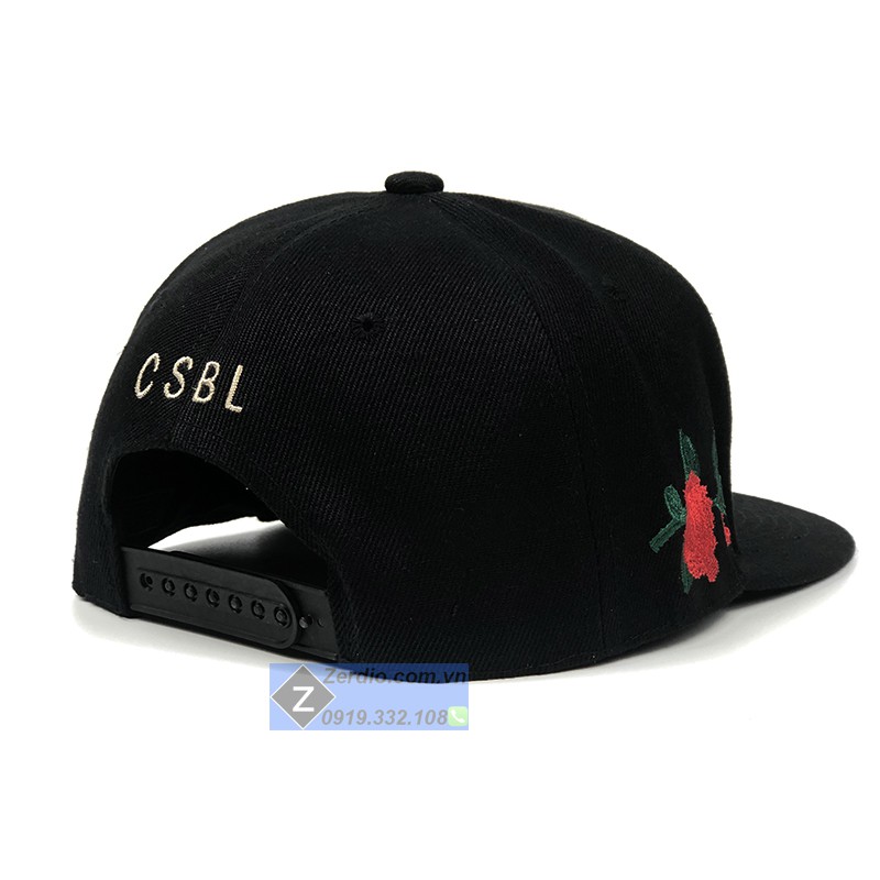 Mũ hiphop nam nữ Snapback đen họa tiết hoa hồng phong cách cá tính