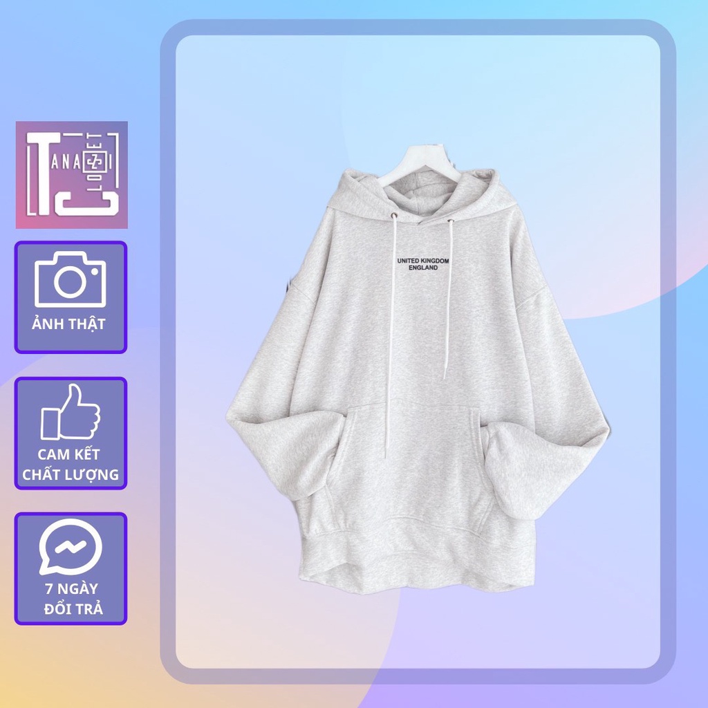 [sẵn]Áo Hoodies tay dài form rộng in chữ England (ảnh thật tại shop) TanaziCloset