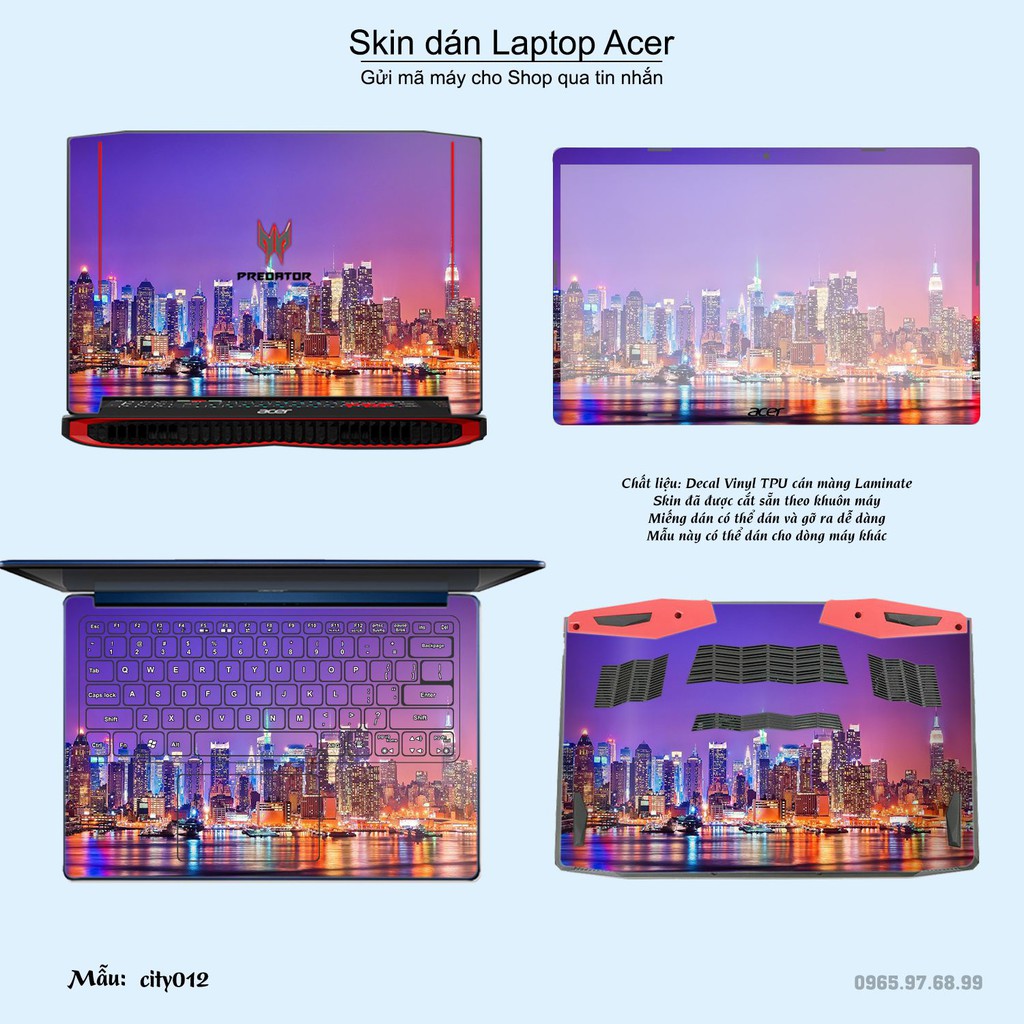 Skin dán Laptop Acer in hình thành phố _nhiều mẫu 2 (inbox mã máy cho Shop)