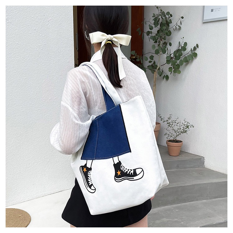 Túi Xách Tote Ulzzang Vintage Vải Canvas Đeo Vai Họa Tiết Độc Đáo Form Unisex Phong Cách Hàn Quốc - Iclassy_shoes