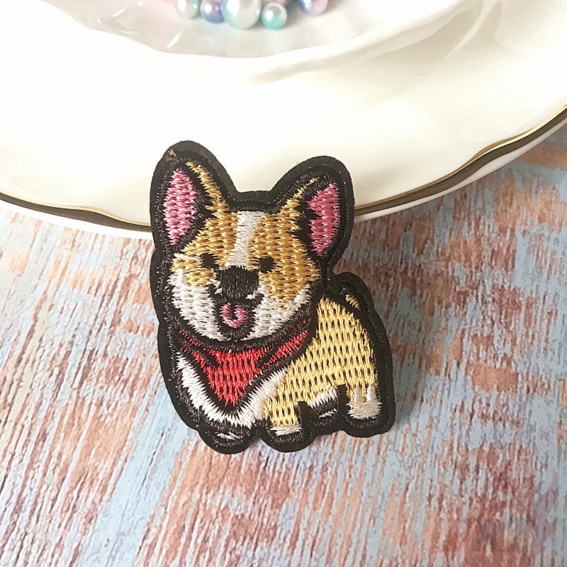 Set 1 / 2 Miếng Vá Quần Áo Hình Chó Husky &amp; Corgi Dễ Thương