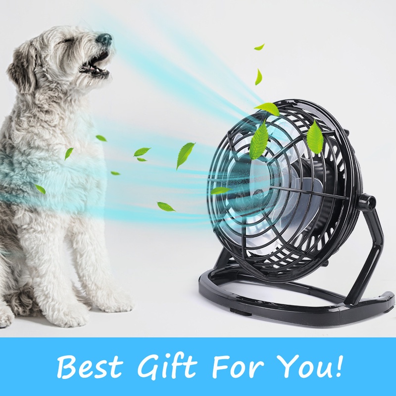 Quạt Làm Mát Mini Để Bàn Xoay 360 Độ Bằng Kim Loại Cổng USB