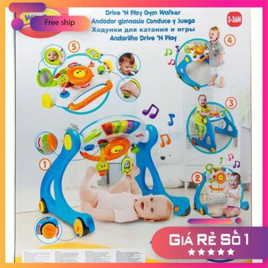 FREE SHIP !!! Kệ chữ A kết hợp bàn tập đứng, xe tập đi 5in1 Winfun 0846 chính hãng