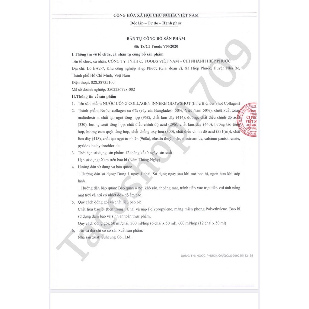 [6 chai - Date 5/2022] Nước uống Collagen Inner B GlowShot 50ml bổ sung Collagen & VitaminC giúp căng mịn sáng da