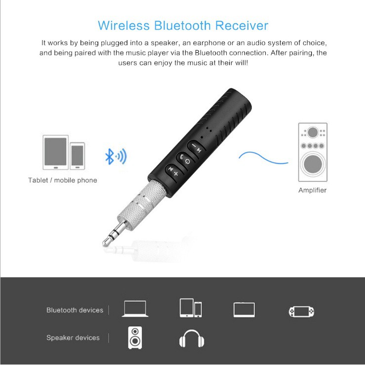 Bộ chuyển đổi Adapter Bluetooth cho tai nghe, loa, thiết bị âm thanh cắm dây