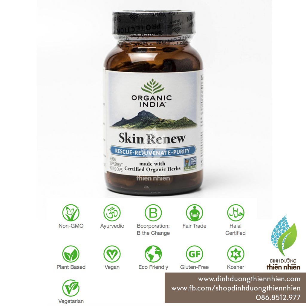 Viên Uống Thảo Mộc Skin Renew Organic India, 90 Viên