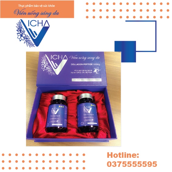 Viên uống sáng da, bật tông da nhanh tức thì, Collagen VICHA - 60 viên uống 💊.viên uống Collagen,Collagen, Colagen)