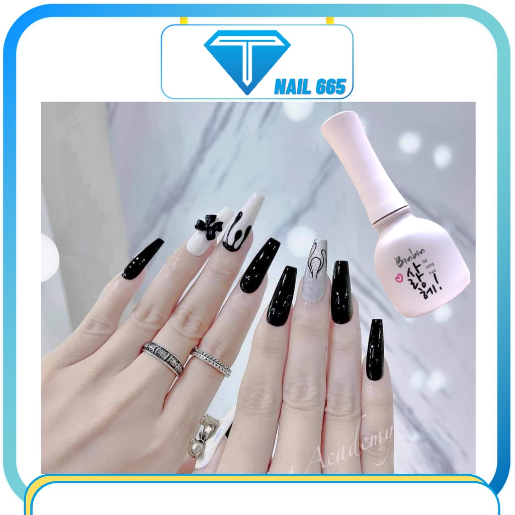 Sơn gel nail đen trắng . Nước sơn móng tay đen trắng Bin Bin hàn quốc cao cấp