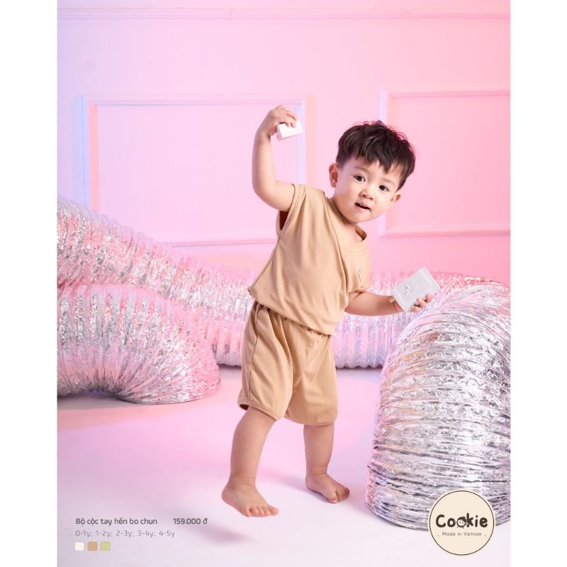 COOKIE - Bộ cộc tay hến bo chun cho bé từ 1y đến 5y