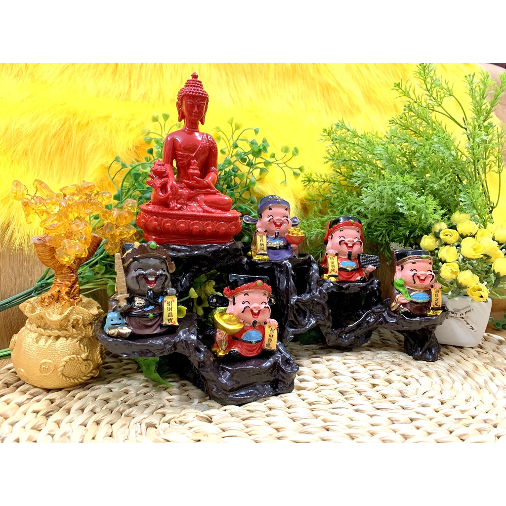 Tượng Phật Thích Ca cùng Ngũ Công Thần Tài tọa Đế 6 Chân (Hình Thật)