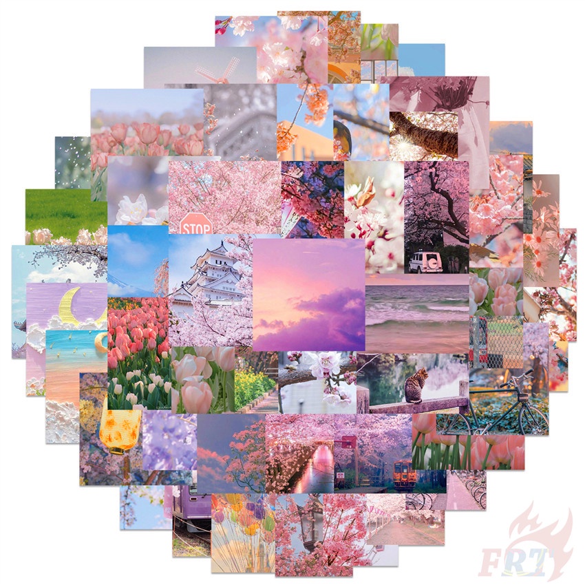 ❉ Romantic Spring Flowers Stickers ❉ 64Pcs/Set DIY Fashion Waterproof Doodle Decals Stickers
