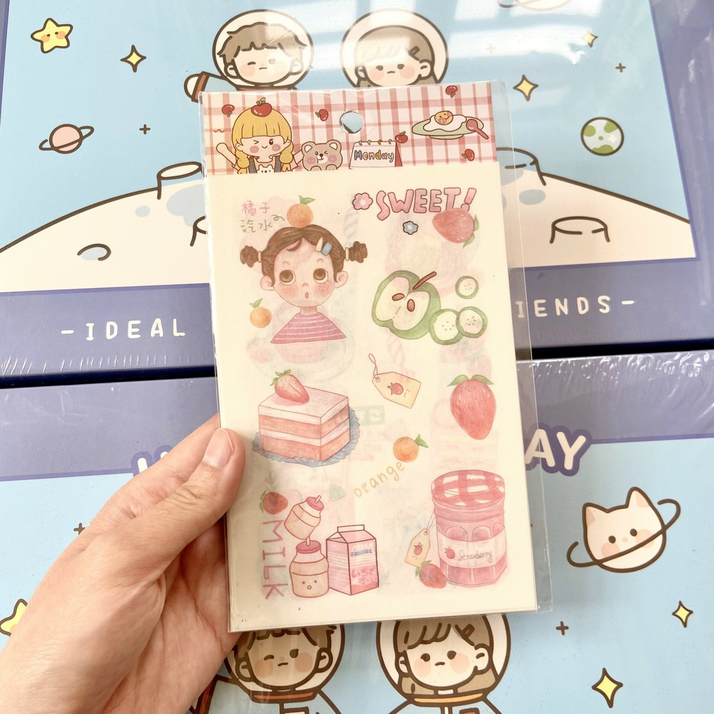 Set 4 tấm sticker trang trí nhiều mẫu cute