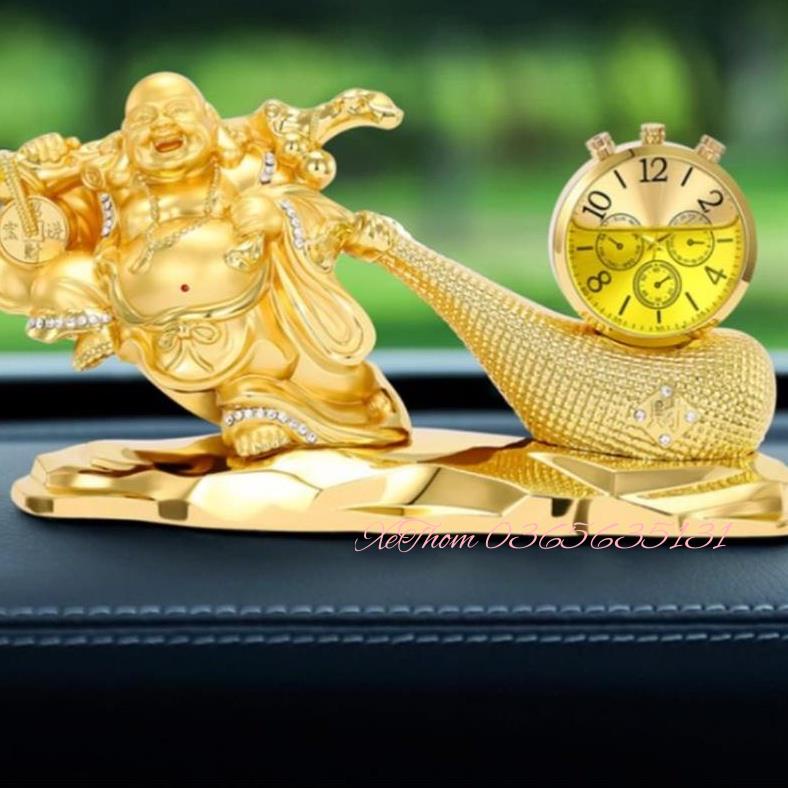 Tượng Phật Di Lặc kéo bao tiền vàng trang trí ô tô