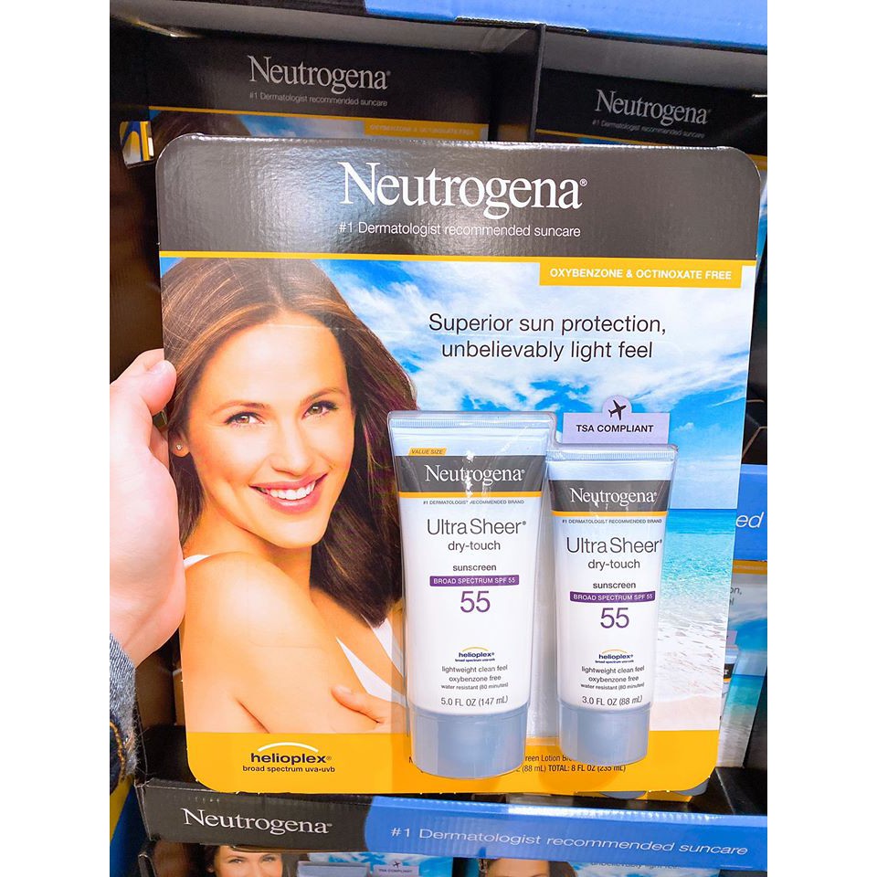 Set kem chống nắng Neutrogena SPF 55 chính hãng mua tại Mỹ