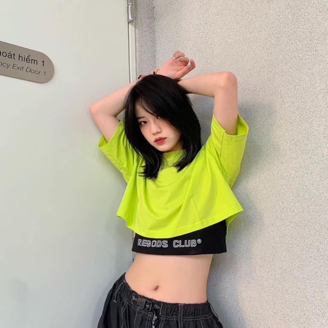 Set Áo Croptop 2 Món Tay Lở Áo Trong Phản Quang Cá Tính Ảnh Thật
