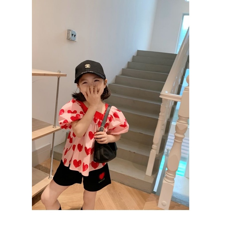 Áo Thun Cotton Cổ Tròn Tay Ngắn Phồng Thoải Mái Thời Trang Mùa Hè Kiểu Pháp Cho Bé Gái