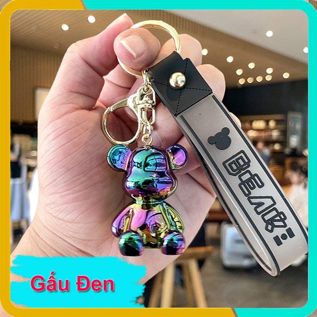 Móc Khóa Gấu Hàn Quốc Dễ Thương, Mạ Điện Hình Búp Bê Cao Cấp,Treo Trên Balo, Túi Xách KB03