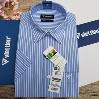 Aó sơ mi nam Việt Tiến ngắn tay mã 1N1696NT4 chính hãng, cao cấp  - form suông REGULAR - tà bầu , họa tiết caro.SHOP HỨA