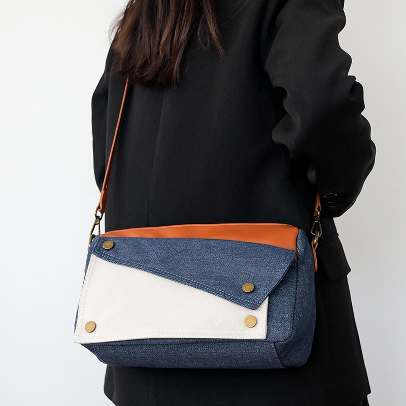Túi Đeo JASMIN NOIR Chéo Vai Vải Denim Màu Sắc Tương Phản Dành Cho Nữ