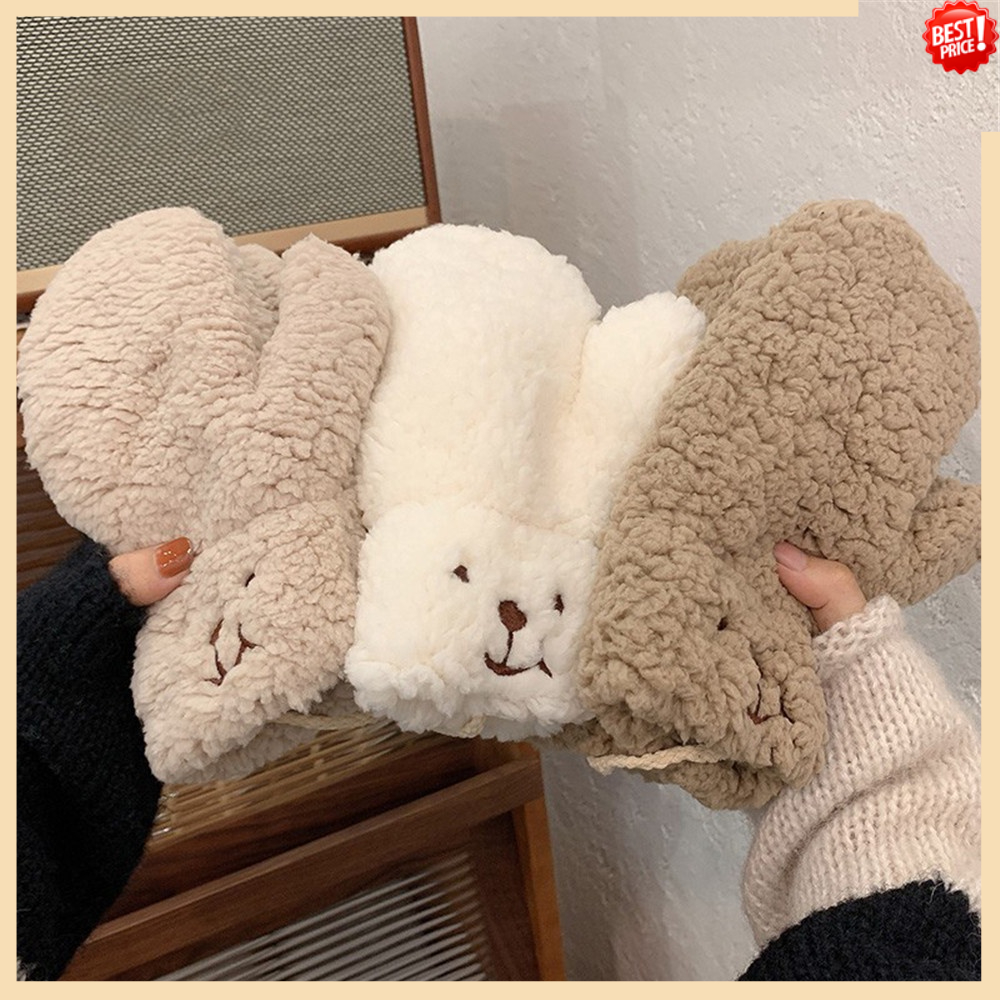 1 Đôi Găng Tay Giữ Ấm Mềm Mại Dễ Thương Cho Nữ