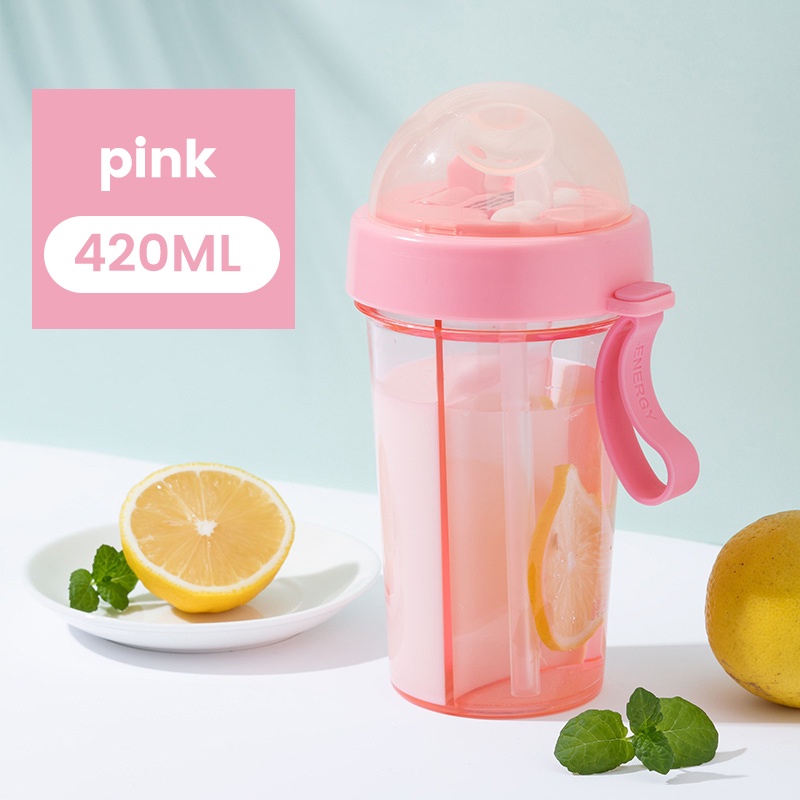 Bình Nước Giữ Nhiệt botol air Virus Hai Ống Hút Phong Cách Hàn Quốc Dễ Thương Dành Cho Học Sinh Trẻ Em