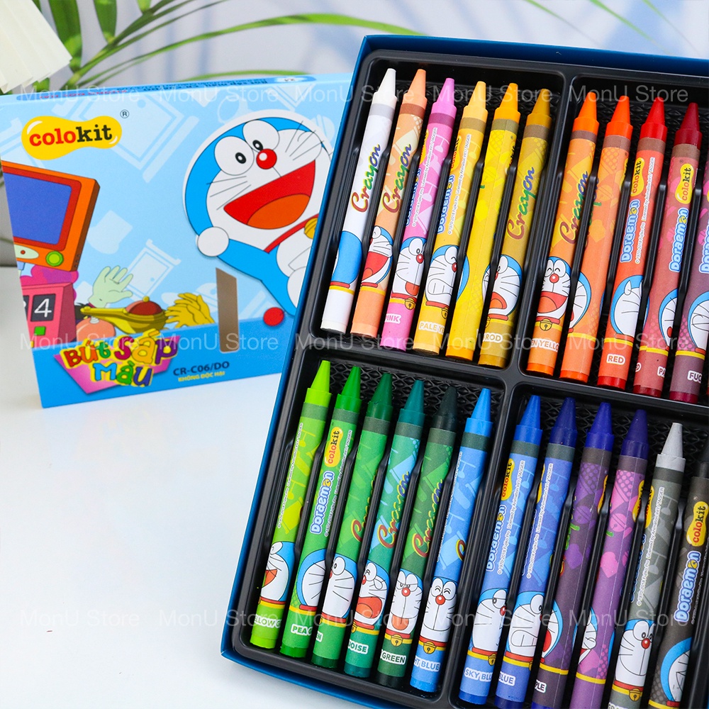 Bút sáp màu hộp 24 cây DORAEMON DOREMON dễ thương cute không độc hại MON0338 TooYoo